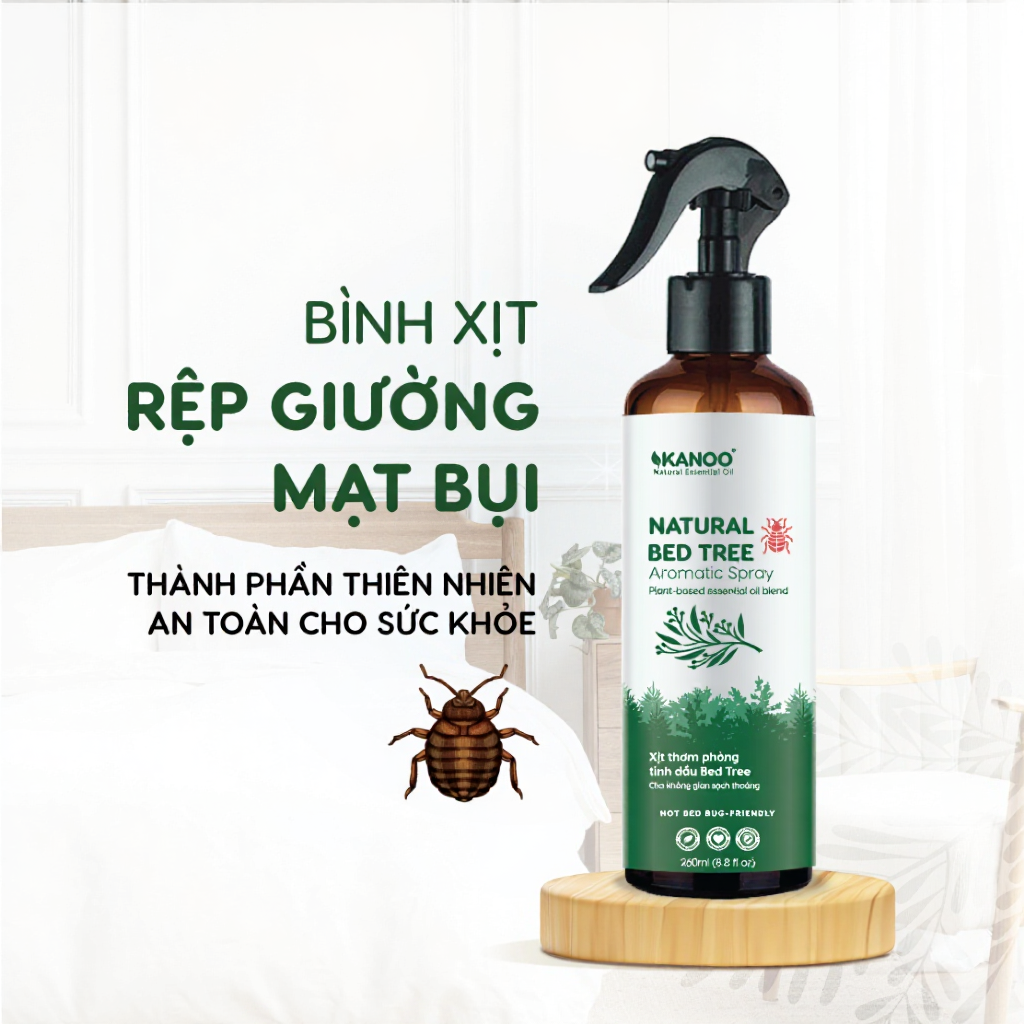 Bình Xịt Thơm Phòng Hỗ Trợ Ngăn Ngừa Rệp Giường, Mạt Bụi, Ve Bọ KANOO
