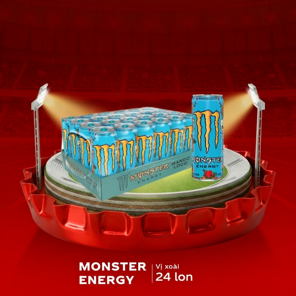 Lốc 24 Lon Nước Tăng Lực Giải Khát Monster Energy Mango Loco 355ml/Lon
