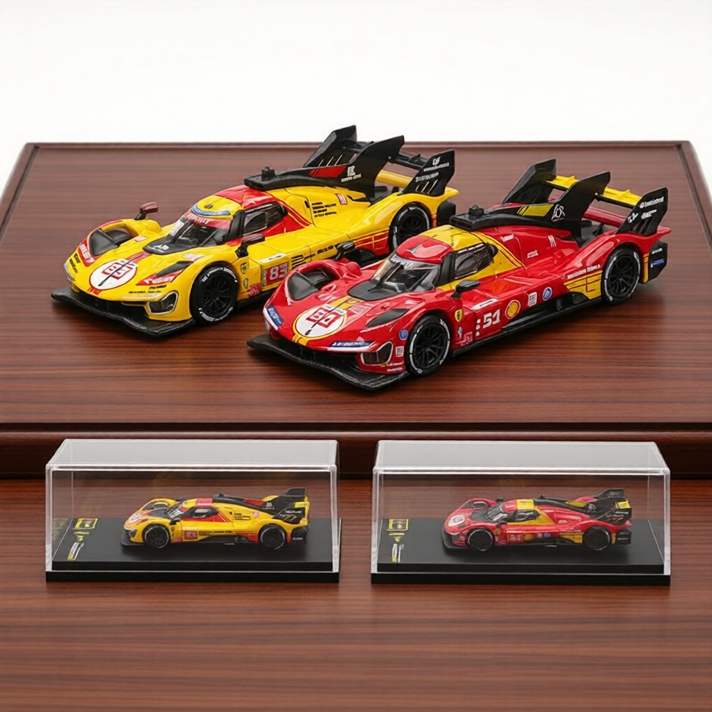 Bburago 1:64 Ferrari 499P – Mô hình xe đua đúc cao cấp tỷ lệ 1:64, kèm hộp acrylic, quà tặng trưng b