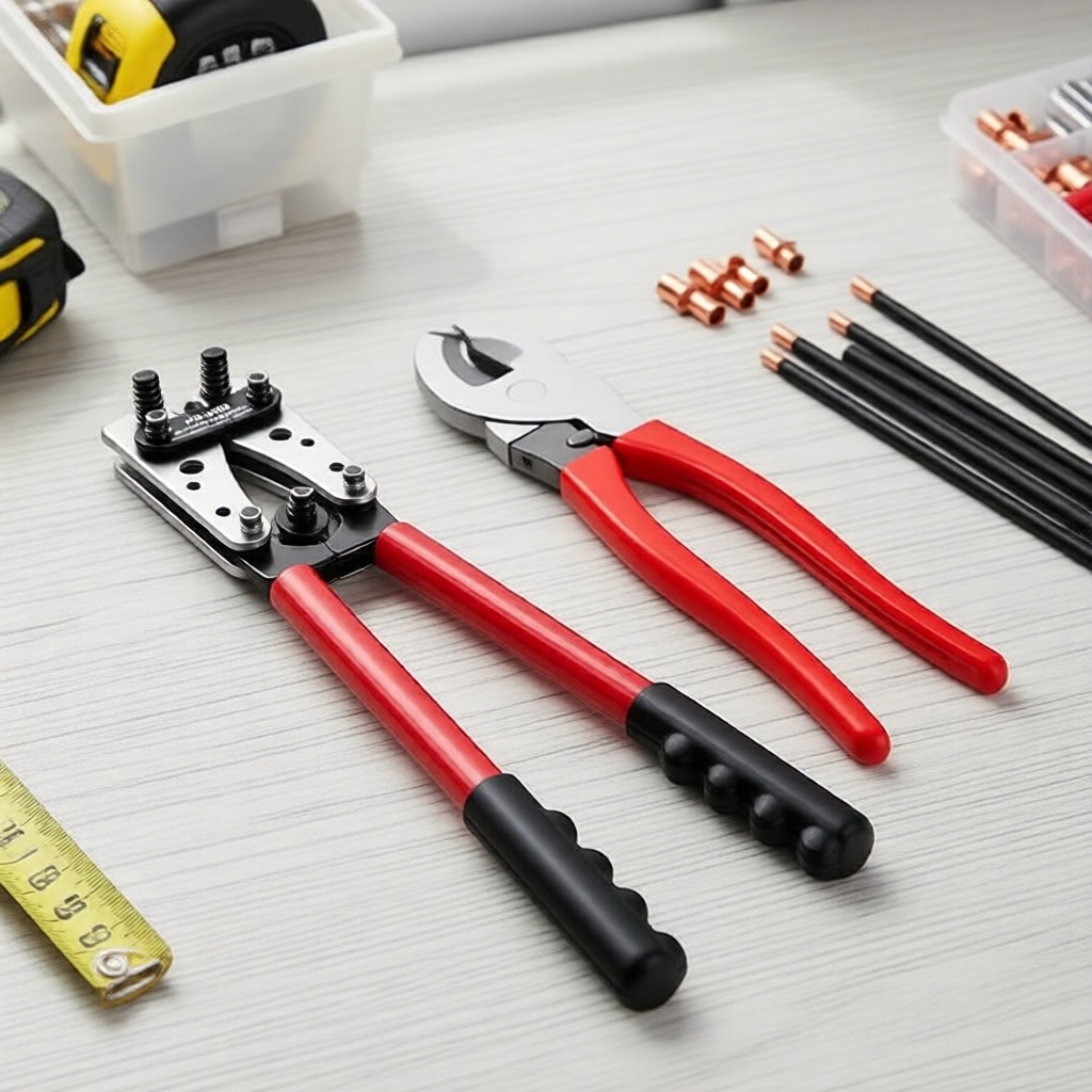 Bộ kìm ép cos dây công nghiệp 6-50mm2 AWG 8-1/0, 60 đầu cos cho các kết nối điện an toàn