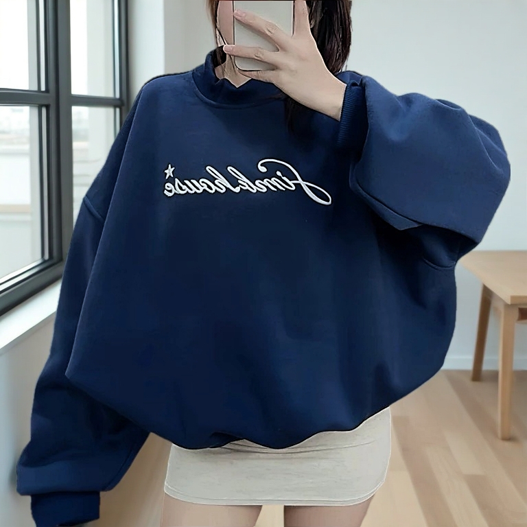 Áo Khoác Nỉ Nữ hình thêu hoạ tiết nổi Form Boxy nhiều size Chất Nỉ hai da dày dặn mềm mịn không xù lông bền đẹp