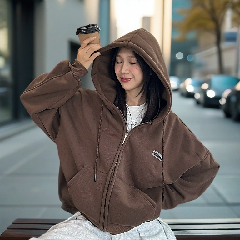 👑 Áo Khoác Hoodie Nữ Form Rộng Unisex – Hoodie Zip Dày Dặn, Mềm Mịn, Có Túi Kangaroo, Phong Cách Ulzzang Hàn Quốc
