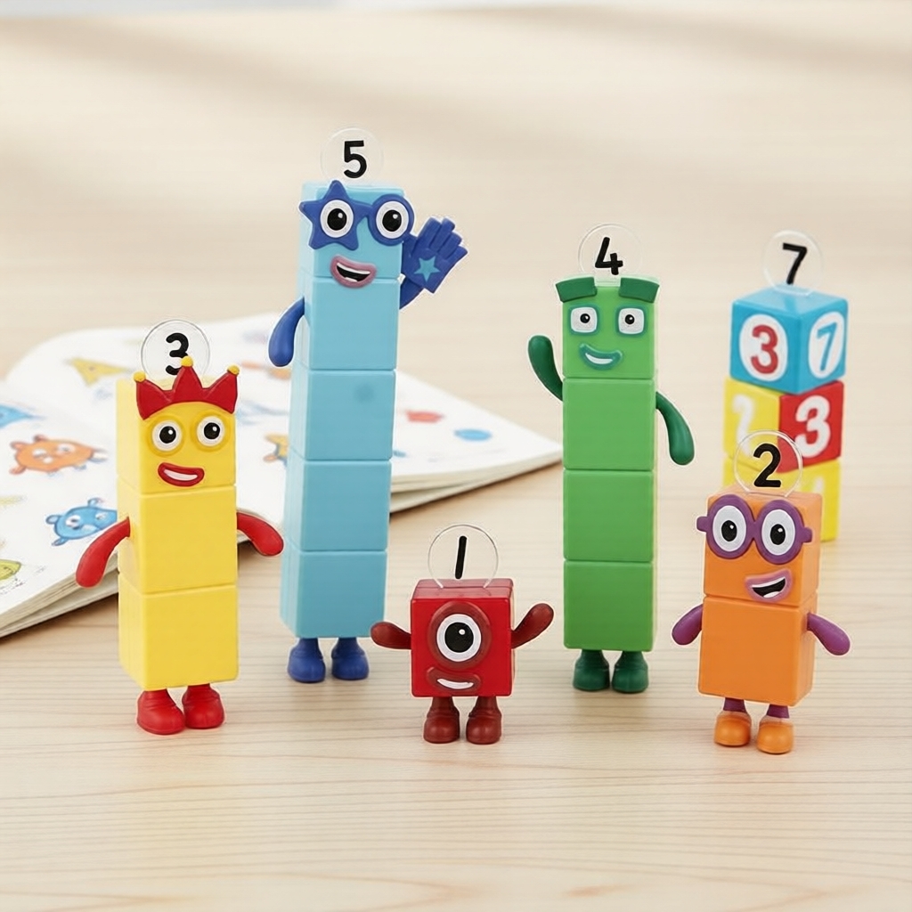 Bộ 5 món gạch toán sáng tạo 6-22cm Numberblocks, mô hình số cho trẻ em