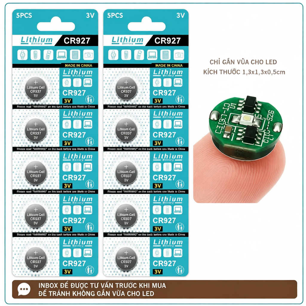 Vỉ 5/ 10 Viên Pin Cr927 Cúc Áo Lithium 3V dùng cho đèn led siêu nhỏ, robot, gundam, đồ điện tử mini