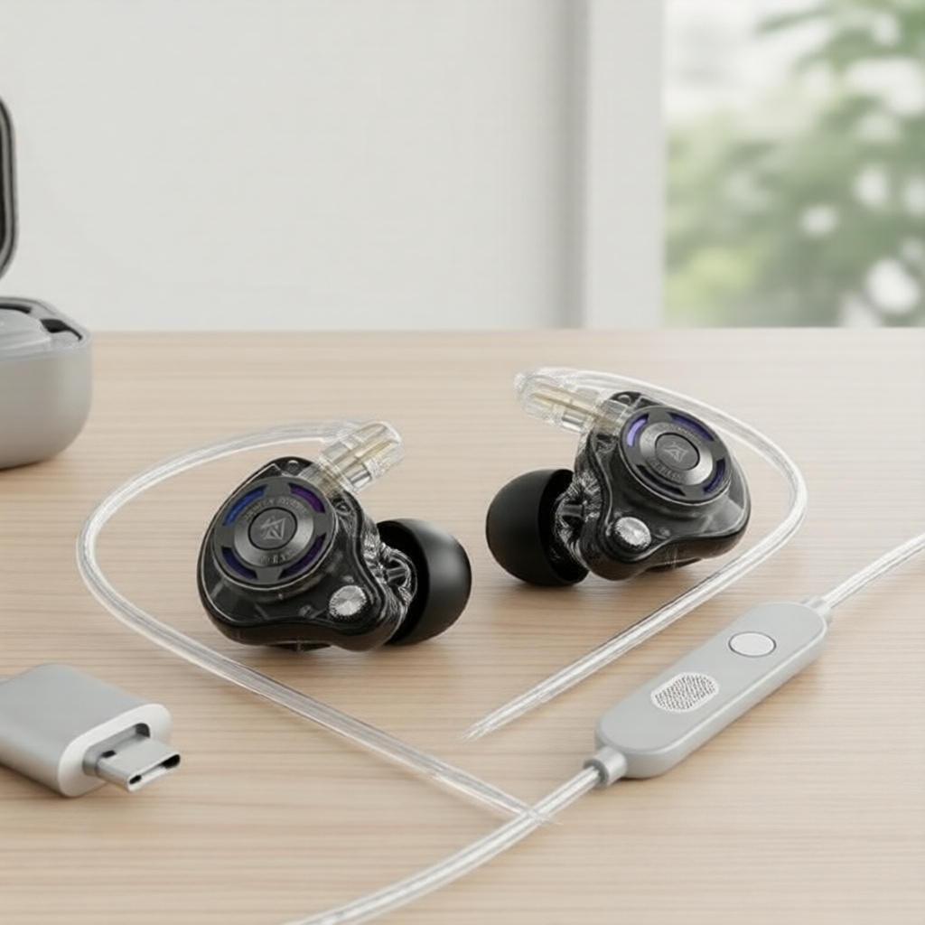 Tai nghe có dây KZ Gale thời trang, driver dynamic HiFi stereo, 2 mic cho game & thể thao, kèm cáp 2