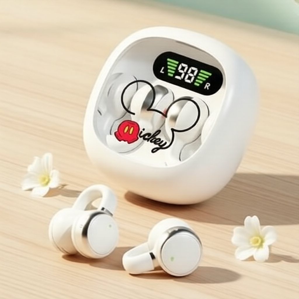 Tai nghe Bluetooth không dây X31 với thiết kế kẹp tai, dạng viên nang trong suốt, nhẹ và ôm tai.