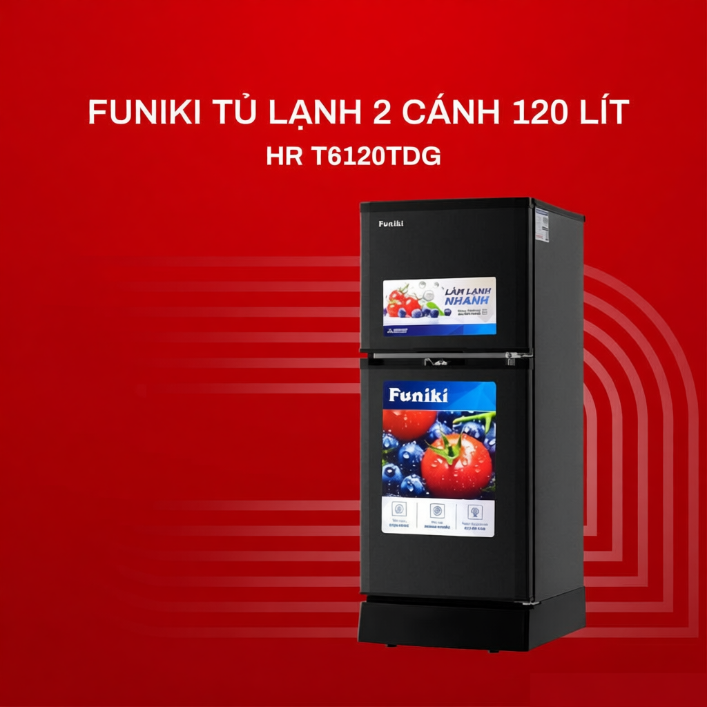 Tủ lạnh 2 cánh Funiki 120 lít ngăn đông trên HR T6120TDG