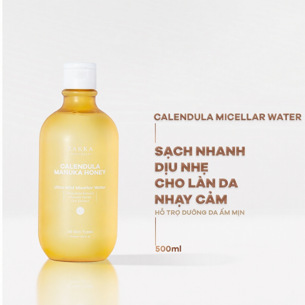 Nước Tẩy Trang Cúc Và Mật Ong Zakka Naturals Nhẹ Dịu Dành Cho Da Nhạy Cảm 500ml