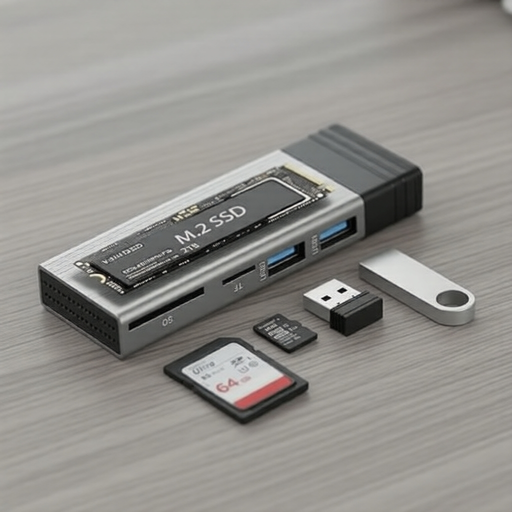 2026 Hub Type-C, Vỏ SSD M.2 NVMe/NGFF, 2 cổng USB, đọc thẻ SD/TF, chuẩn kép, cho MacBook Pro/Air