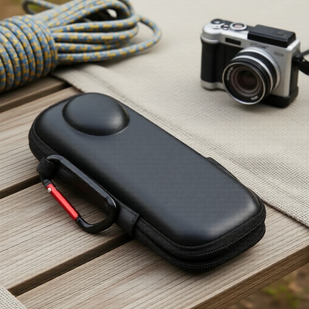 Túi đựng chống sốc + Miếng dán màn hình cho Insta360 X5/X4 kèm móc carabiner