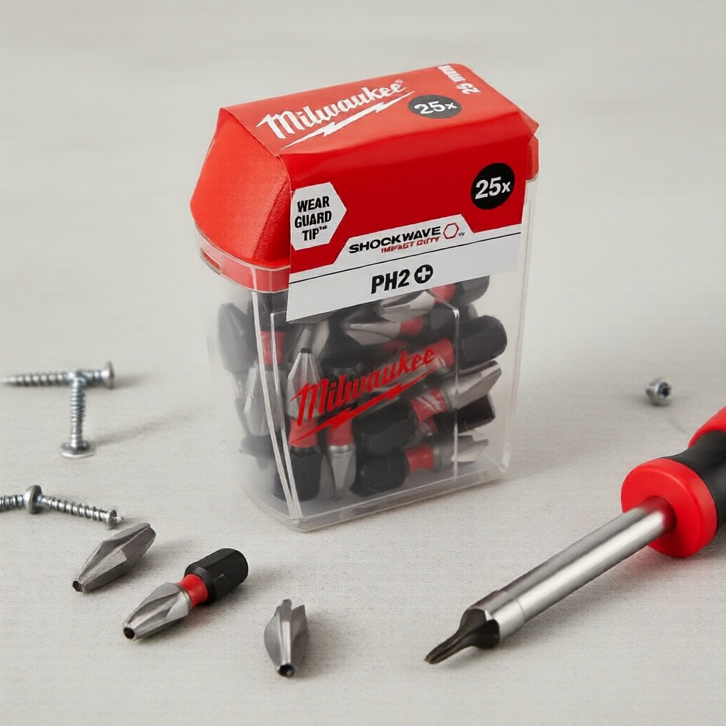 Milwaukee SHOCKWAVE PH2 25mm Mũi vít thép cứng cho máy bắn vít động lực, 25 cái