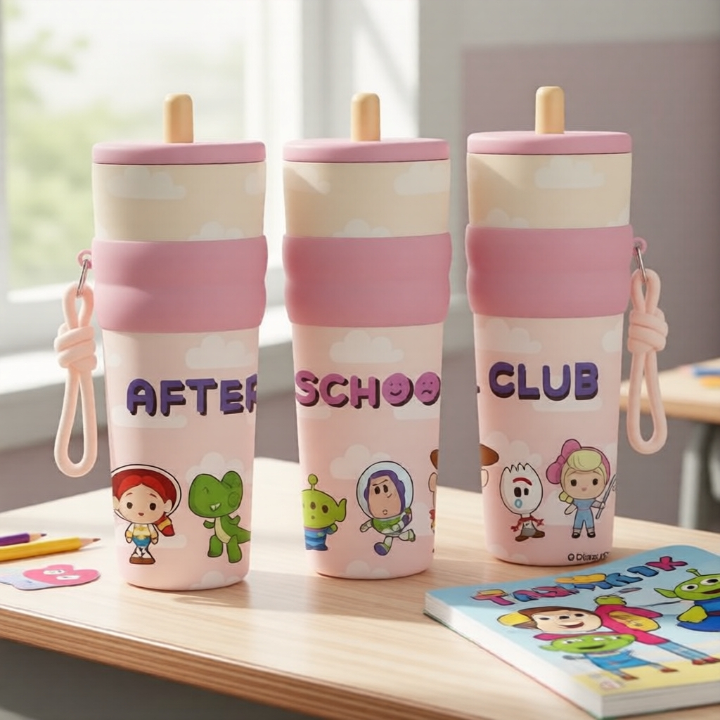 Toy Story 5 Woody Buzz Jessie Alien cốc giữ nhiệt, inox kèm móc treo, di động, phù hợp xe hơi/văn ph