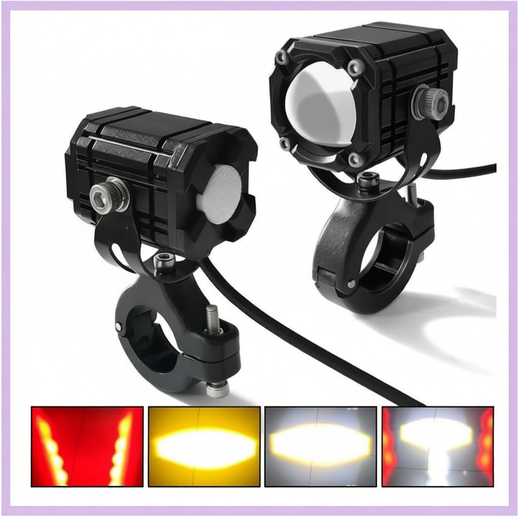 Đèn Trợ Sáng Mini W2 4 Chế Độ Sáng - Tích Hợp Auto Passing mắt quỷ 2 ánh sáng vàng - trắng