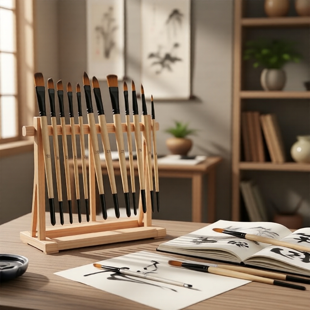 Bộ 32 cọ vẽ Art: Cọ nylon cho nét phẳng, quạt và chi tiết - Bộ dụng cụ vẽ tranh