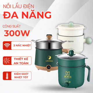Nồi Lẩu Điện Mini 2 Tầng Kèm Hấp Cao Cấp, Đa Năng, 2 Nấc Nhiệt, Có Tay Cầm, Size 18cm