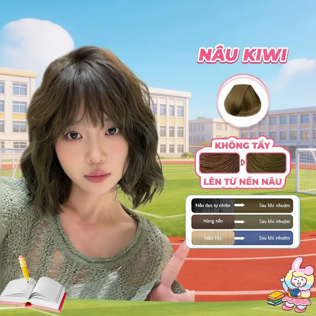Kem Nhuộm Tóc Buddyhairs Nâu Kiwi Không Cần Tẩy Tóc