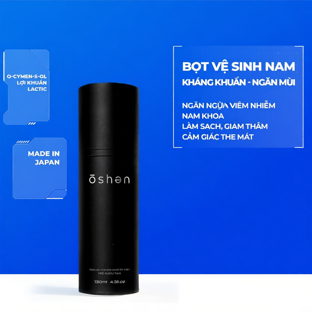 Bọt vệ sinh nam giới Oshen Japan 130ml giúp khử mùi, kháng khuẩn, sạch sâu cùng với hương bạc hà