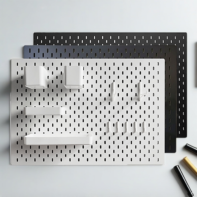 [Tặng móc và kệ treo] BẢNG CÀI TREO TƯỜNG TRẮNG / ĐEN PEGBOARD CHUẨN SIZE IKEA