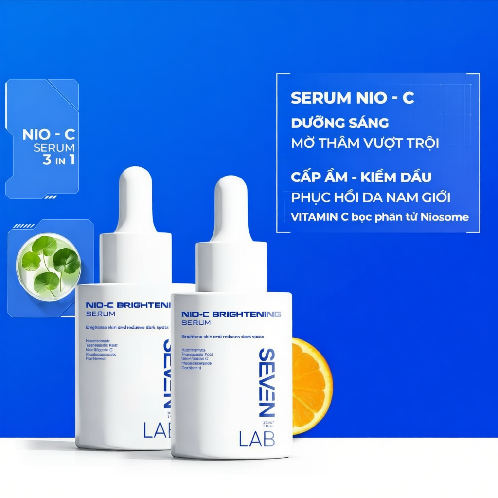 Serum dưỡng trắng da mặt nam giới Nio-Vitamin C SEVENLAB mờ thâm mụn vượt trội 30ml