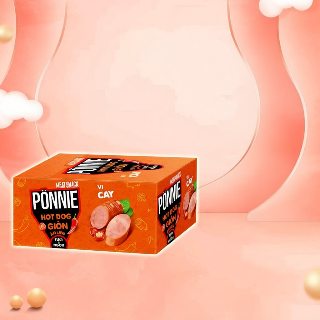Ponnie Hotdog Giòn Ăn Liền Vị Bắp Hộp x 20 Cây x 28G