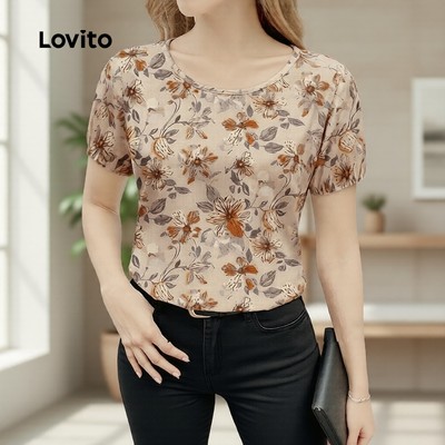 Lovito Kỳ nghỉ Áo sơ mi nữ xuân hè L172ED1152