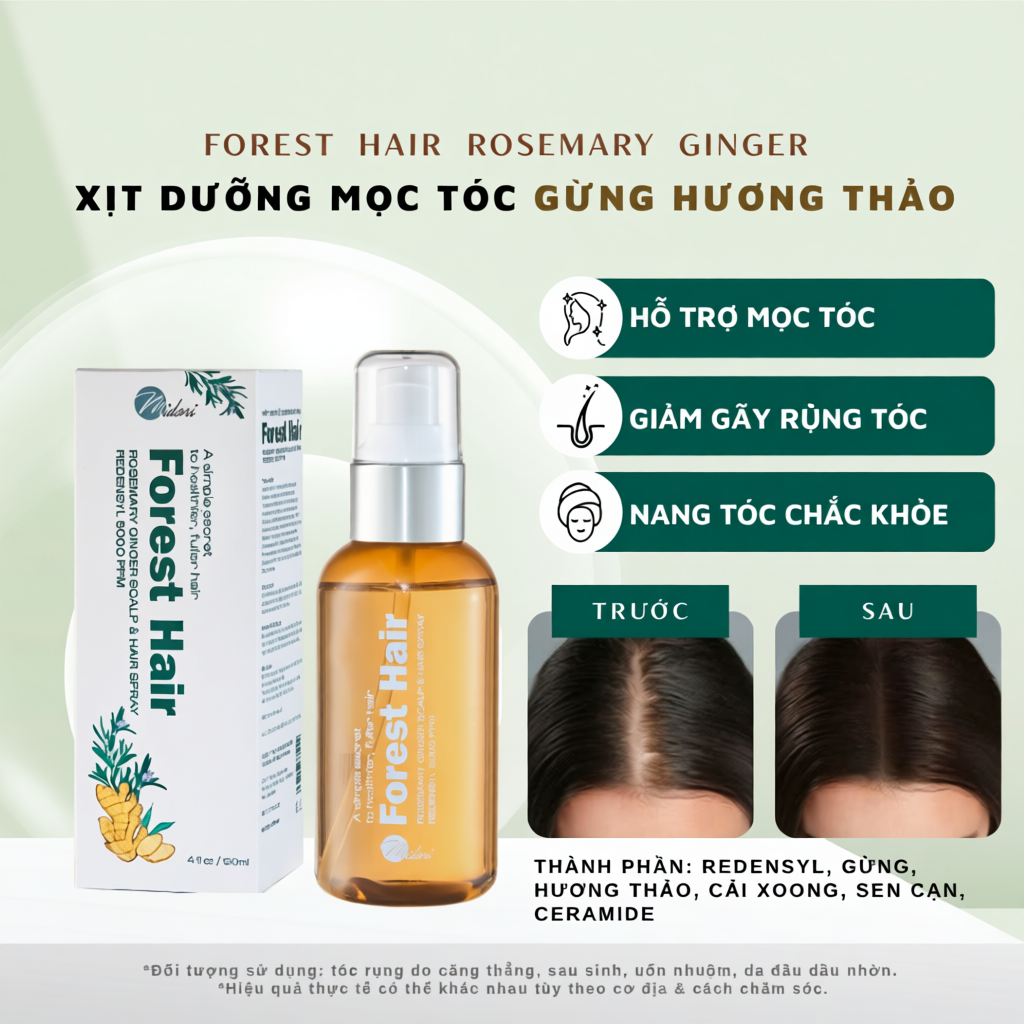 Xịt mọc tóc Forest Hair Gừng Hương Thảo Redensyl hỗ trợ mọc tóc giảm rụng tóc dưỡng nang tóc chắc khỏe 10ml 40ml 100ml 120ml