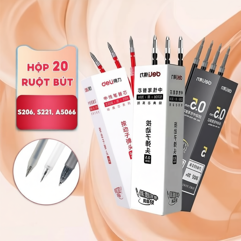 [Deli VPP] Combo 10/20 Ngòi Ruột gốc bút gel Deli 0.5mm dùng cho bút gel A575 A057B lâu hết mực trơn