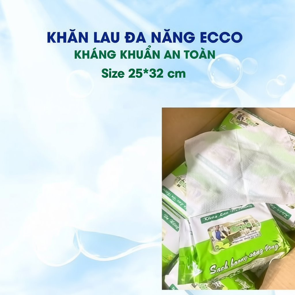 Thùng 10, 5 & 2 Gói Khăn Ướt Lau Bếp Đa Năng Gói 800Gr ECCO Dùng 1 Lần, Khăn Ướt, khăn lau ECCO