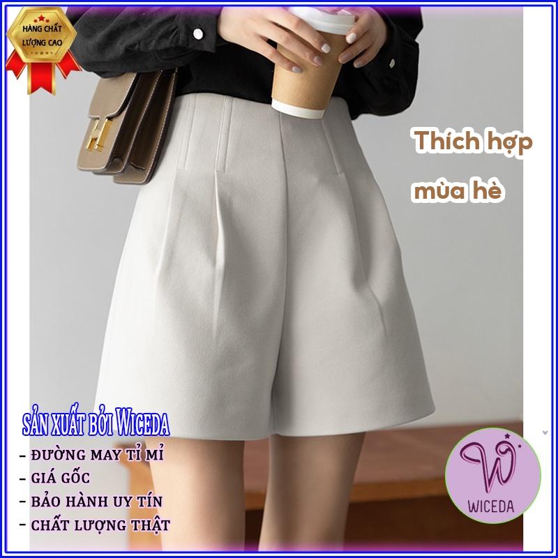 Quần short nữ cạp cao ống rộng đẹp Wiceda , quần sooc đùi ngắn 3 màu đen kem be mặc ở nhà đi chơi tôn dáng Wiceda TB370