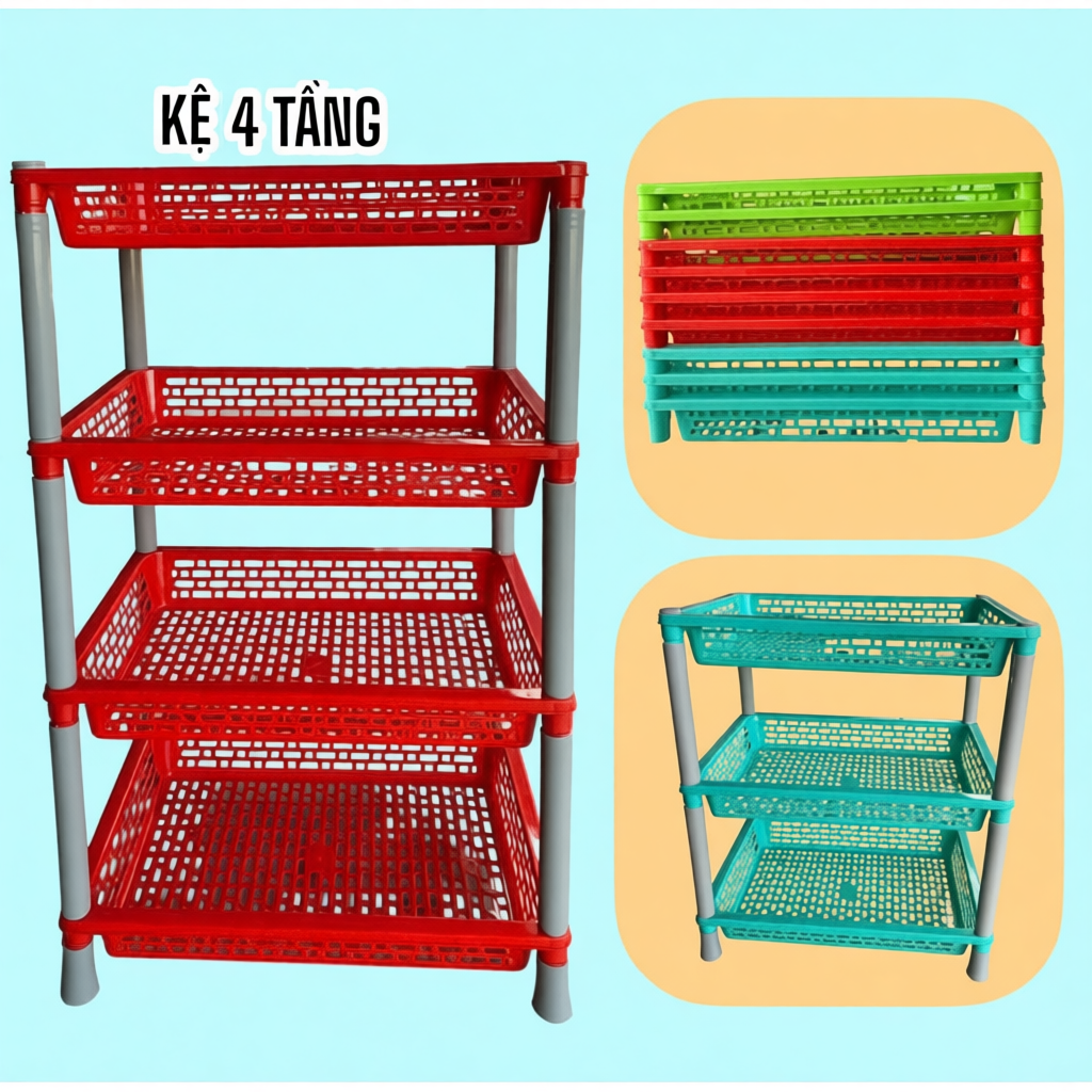 Kệ Chén Nhựa, Kệ úp chén Ly 3 Tầng - 4 tầng Có Thể Sắp Xếp Các đồ Vật Trong Nhà Gọn Gàng Ngăn Nắp