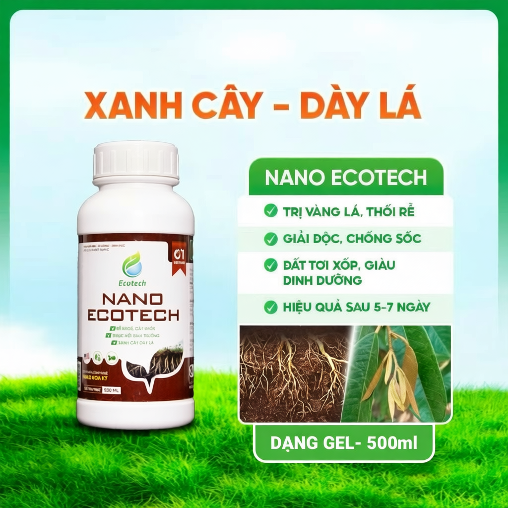 Phân Bón NPK NANO ECOTECH Chai (500ml) - Xanh Cây Dày Lá, Kích Rễ Mạnh, Bung Đọt Nhanh, Phục Hồi Cây