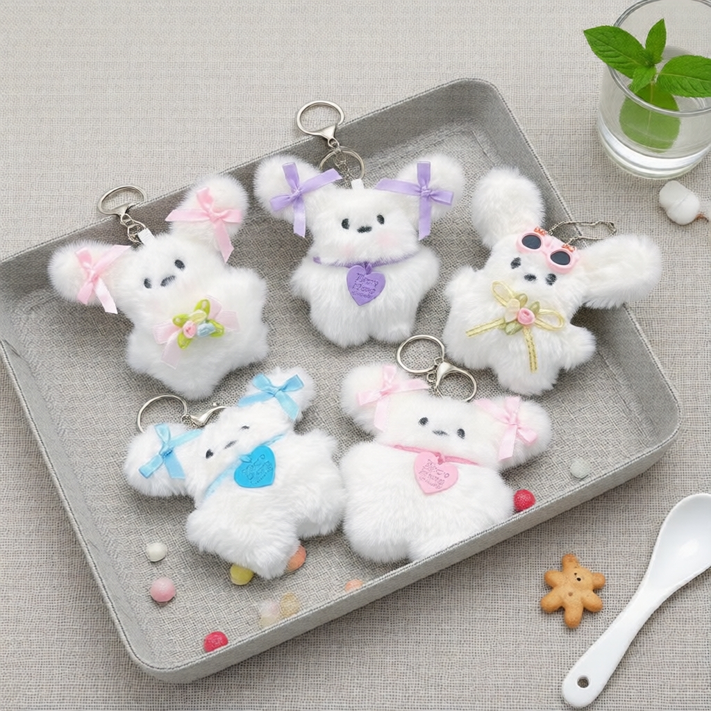 Blush Rabbit Keychain Flying Rabbit Plush Doll Charm
