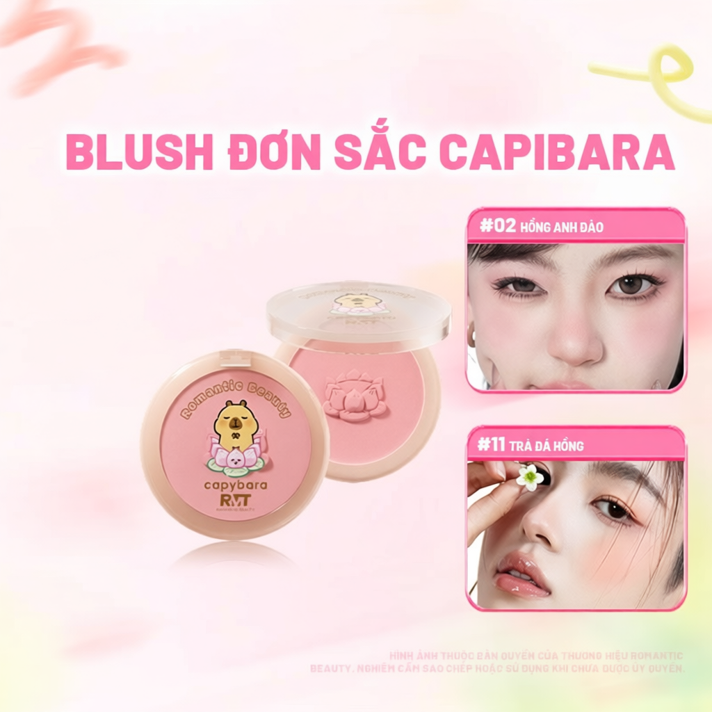 【Capybara】Romantic Beauty Phấn Má Hồng Single Bichon Matte Tạo Khối Làm Sáng Hiệu Ứng Cháy Nắng Hot 