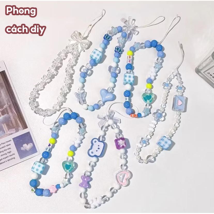 Dây Đeo Điện Thoại Xâu Hạt Ngọc Trai Nhiều Màu diy thoại Dây đeo tay xích Vòng tay Túi đựng chìa khóa Dây xích Bạc