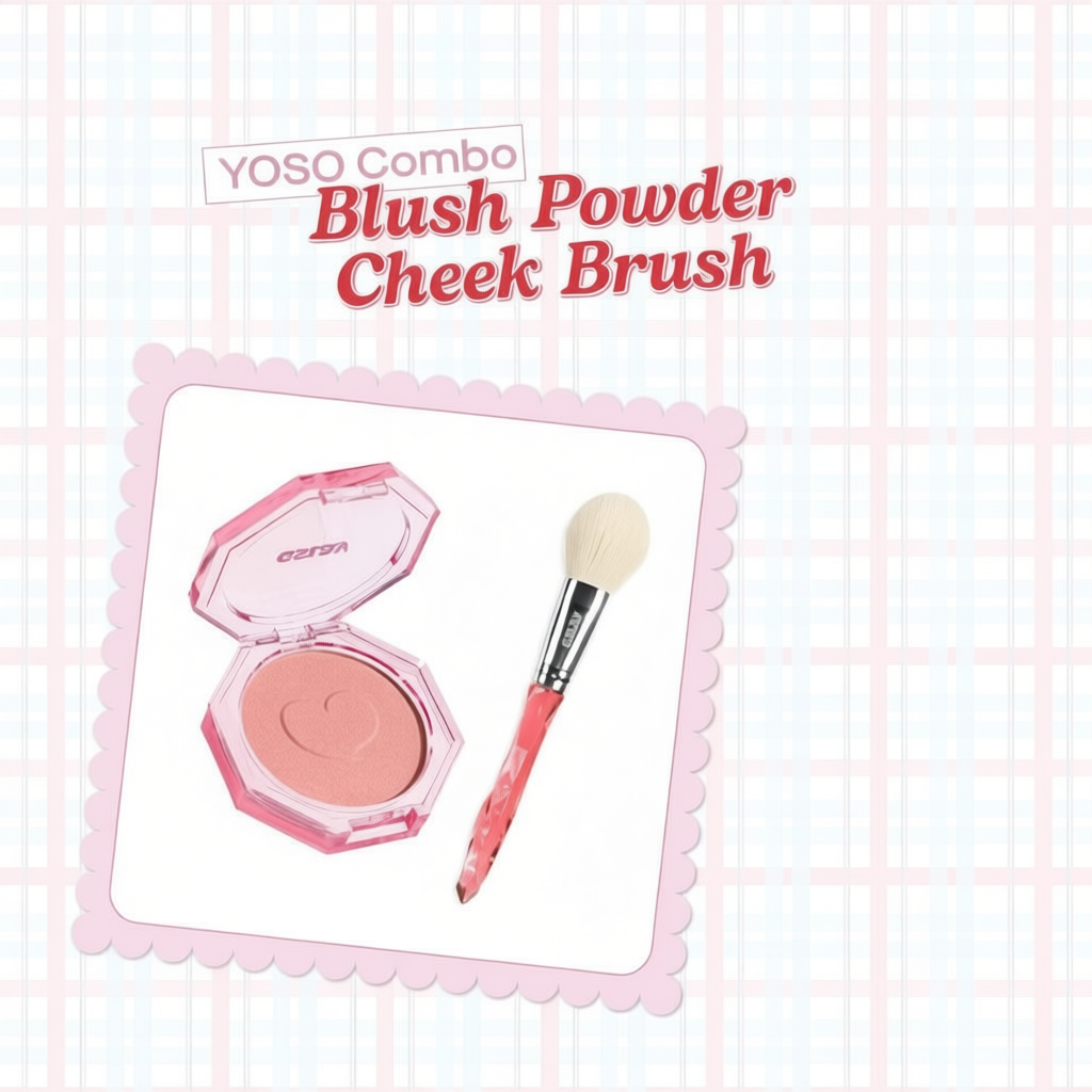 Combo Phấn & Cọ Má Hồng GSLAY YOSO mịn lì, mềm mượt, lên chuẩn màu (5g)