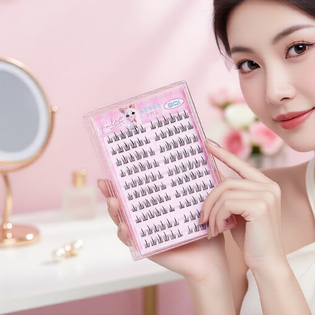 GECOMO Lông Mi Giả 10 Hàng Cuốn Sách Lông Mi - 5D Baby Curve, Không Keo, Lông Mi Giả Dày Bản To