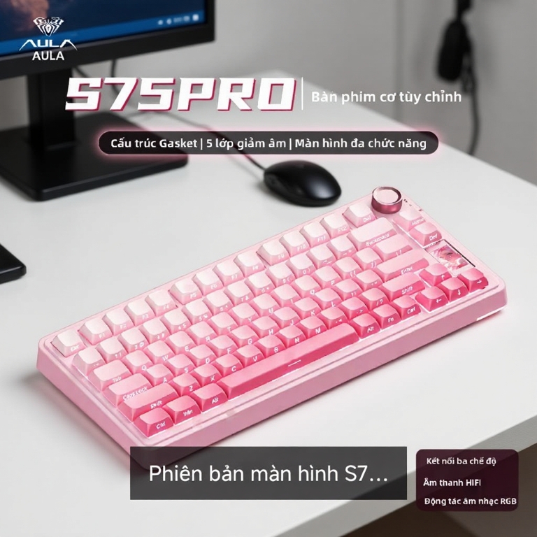 (new- sẵn hàng)bàn phím cơ không dây aula s75 pro 3 mode