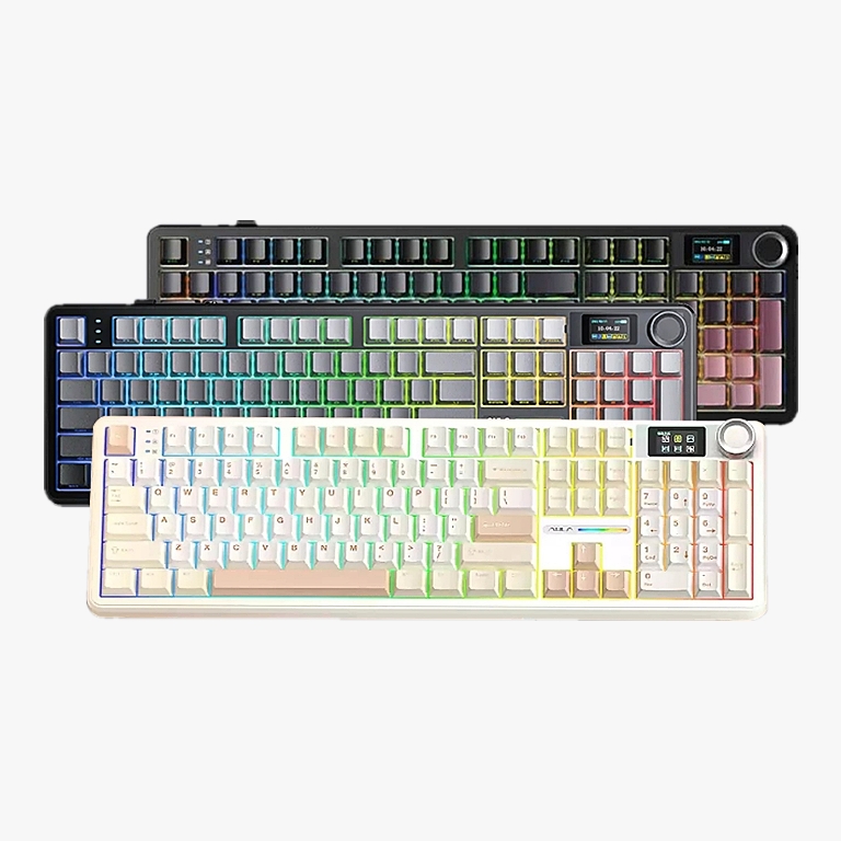 Bàn phím cơ Aula F108 Pro - Bàn phím không dây Fullsize, Led RGB, 3 mode kết nối, Màn hình TFT, Núm xoay chỉnh âm lượng