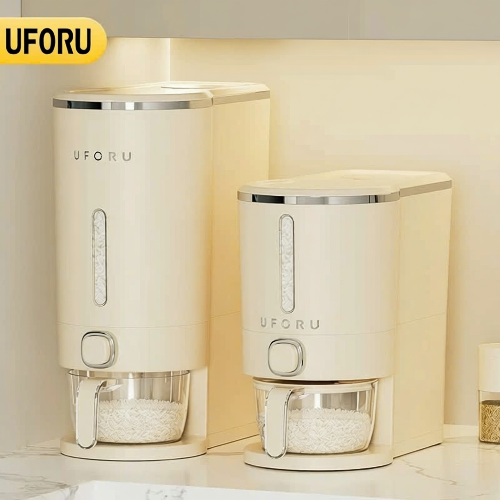 Thùng đựng gạo thông minh uforu nút ấn lấy gạo tự động chất liệu nhựa ABS cao cấp dung tích 5kg 10kg - UF480