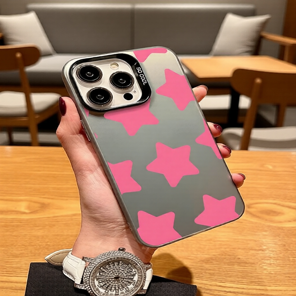 IMD Classic Silver Stars Case, Ốp lưng TPU mềm, cho iPhone 15 Pro/7P8P/12 Pro Max/14 Pro Max/13/14/1