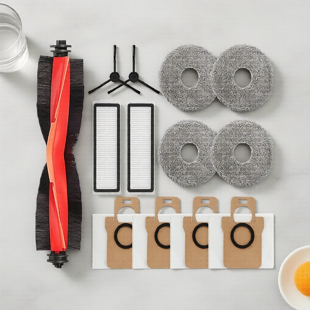 Xiaomi Robot Vacuum X20 Max & X20 Pro: chổi chính, chổi cạnh, khăn lau, lọc