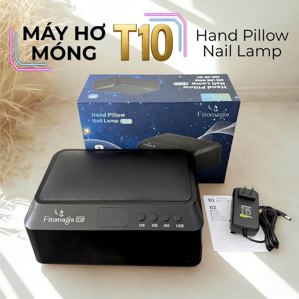 Máy hơ gel Fitomagia T10, 60 bóng LED/UV, công suất 80w hơ móng nhanh khô, bảo hành 6 tháng, màu đen