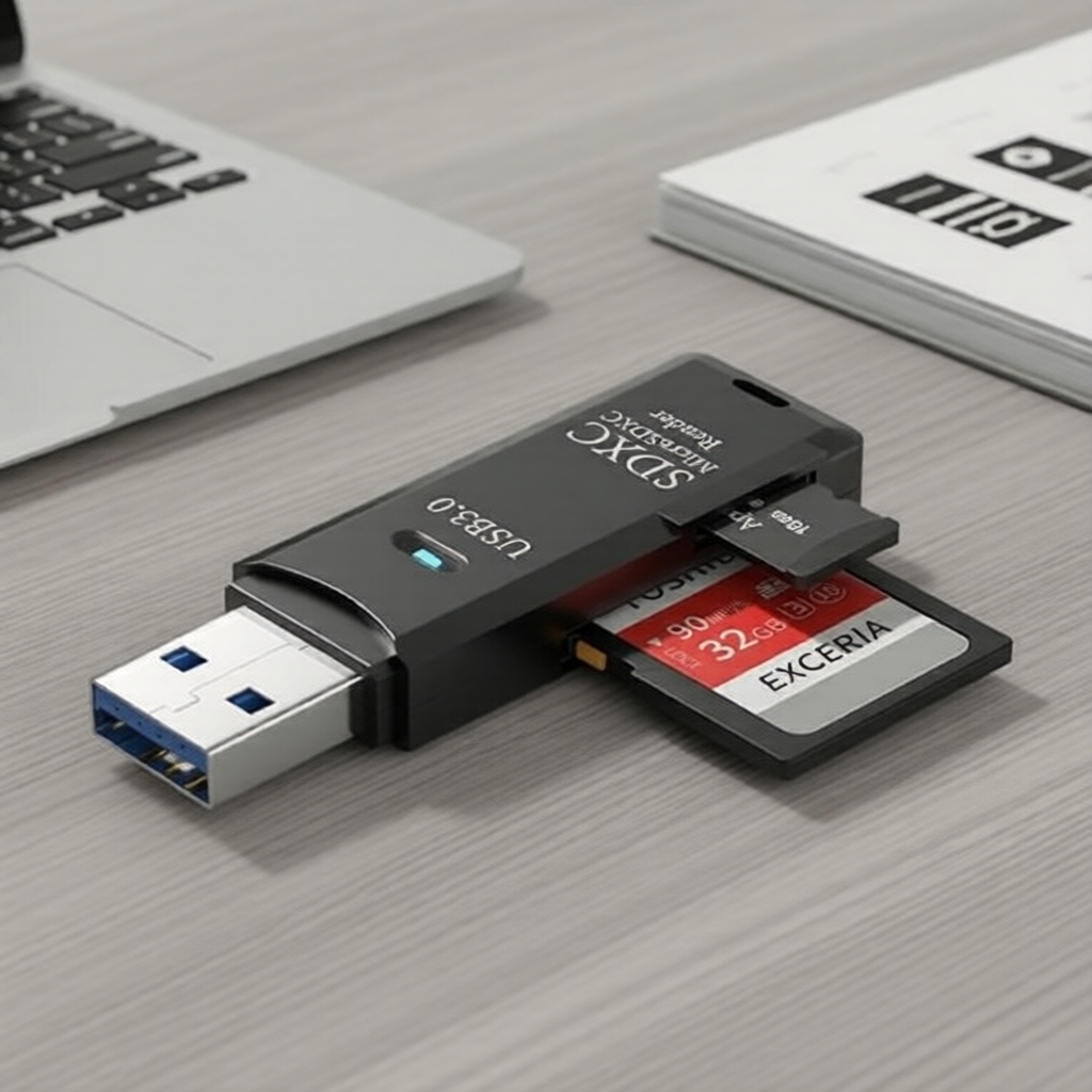 Đầu đọc thẻ thông minh USB 3.0 Hub 2 trong 1 cho thẻ nhớ SD/TF, dùng cho PC & Laptop