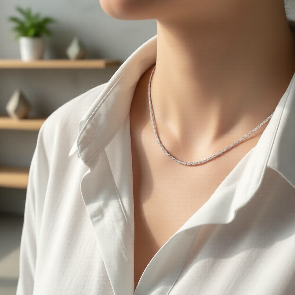 Dây chuyền nam Lora đính đá pha lê lấp lánh bằng bạc S925, trang sức nam nổi bật