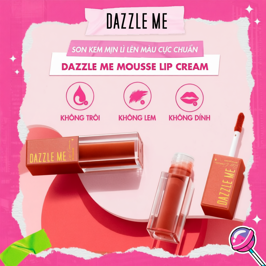 [LIVESTREAM] DAZZLE ME Son Kem Lì Siêu Mịn Kháng Nước Lâu Trôi DAZZLE ME Mousse Lip Cream 4.5g