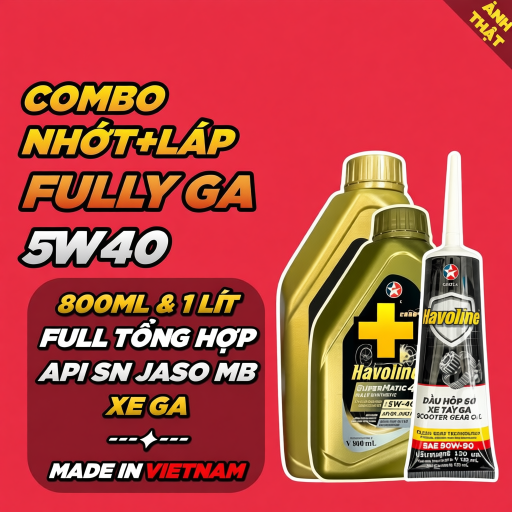 [MTVV] Dầu nhớt xe ga CALTEX HAVOLINE GA FULLY 4T 5W40 800ML 1 LÍT 100% Tổng hợp toàn phần SuperMati