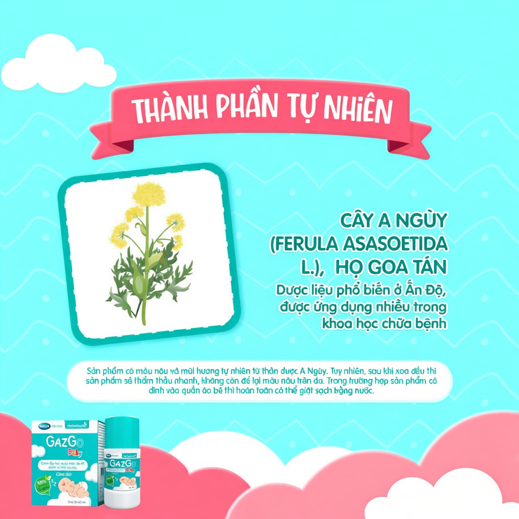Chai lăn giúp giảm đầy hơi, quấy khóc dạ đề cho trẻ sơ sinh Mega We Care Gazgo Baby (50ml)