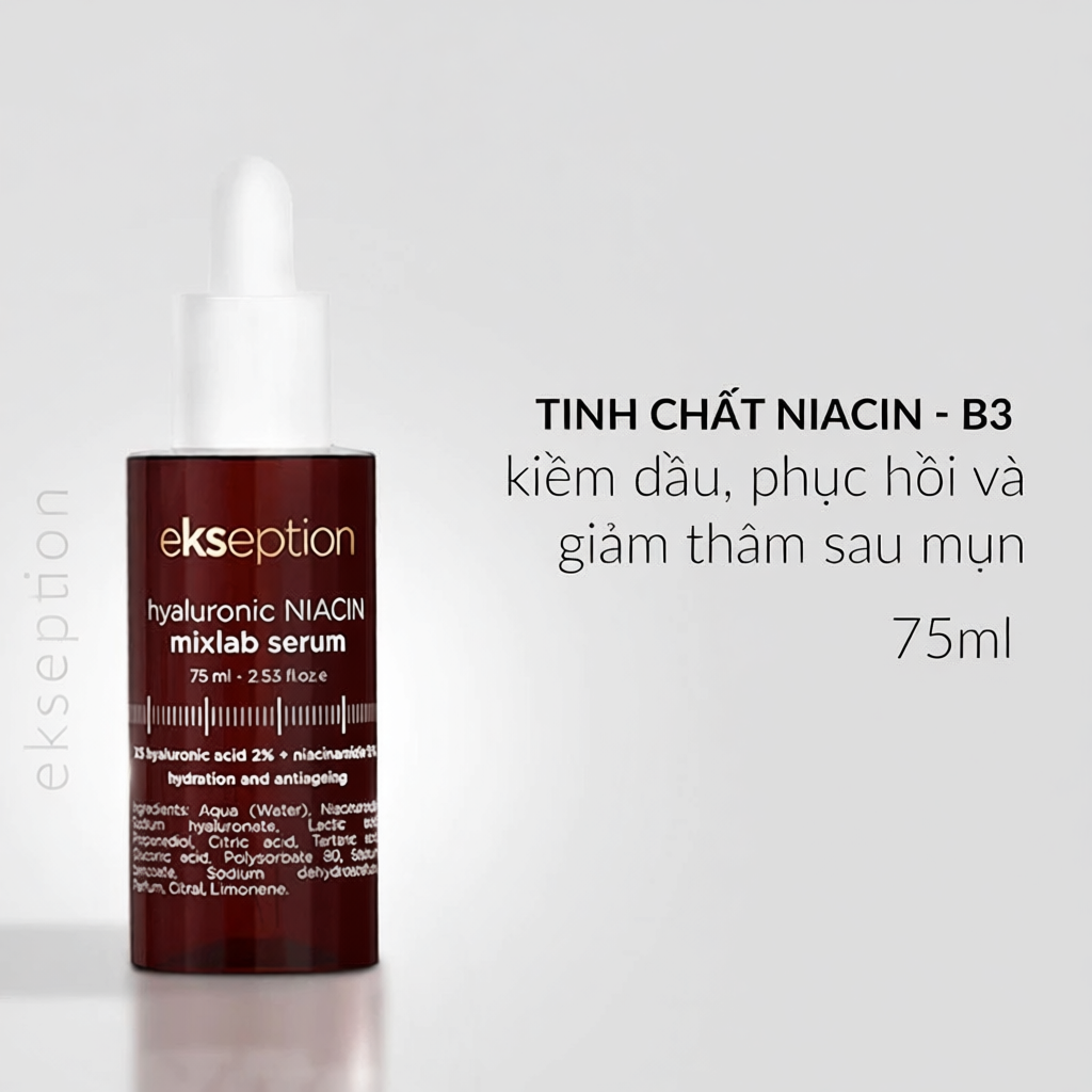 Serum Ekseption Hyaluronic Niacin HA + 5% B3 sáng da, mờ thâm mụn 10ml