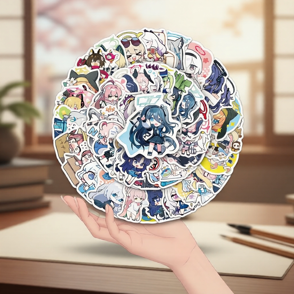 50 Miếng Dán Vinyl Chủ Đề Blue Archive Chibi Anime Cho Sổ Tay & Ốp Điện Thoại DIY