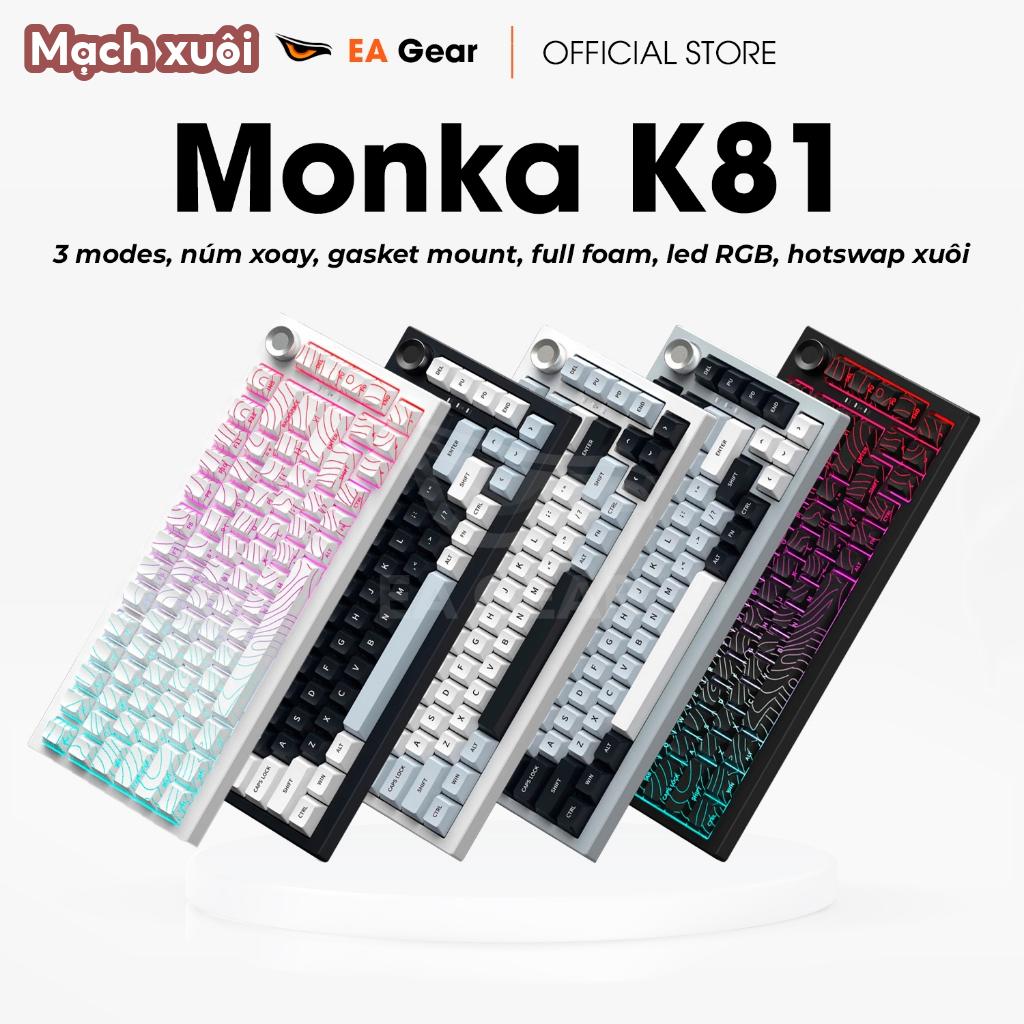 [Sẵn Hàng] Bàn Phím Cơ Monka K81 3 Modes Led RGB Hotswap Mạch Xuôi Full Foam - EA Gear